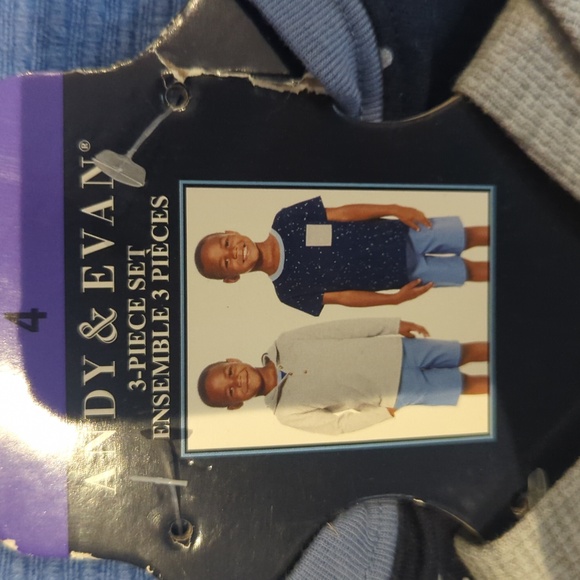 Andy & Evan 3 Piece Shirt and Short Set - Picture 3 of 6